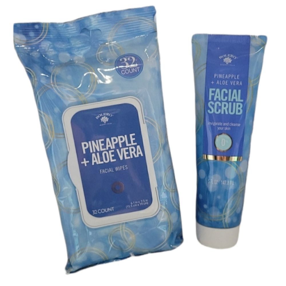 Bolero Beverly Hills pineapple & aloe vera  face wipes and scrub set